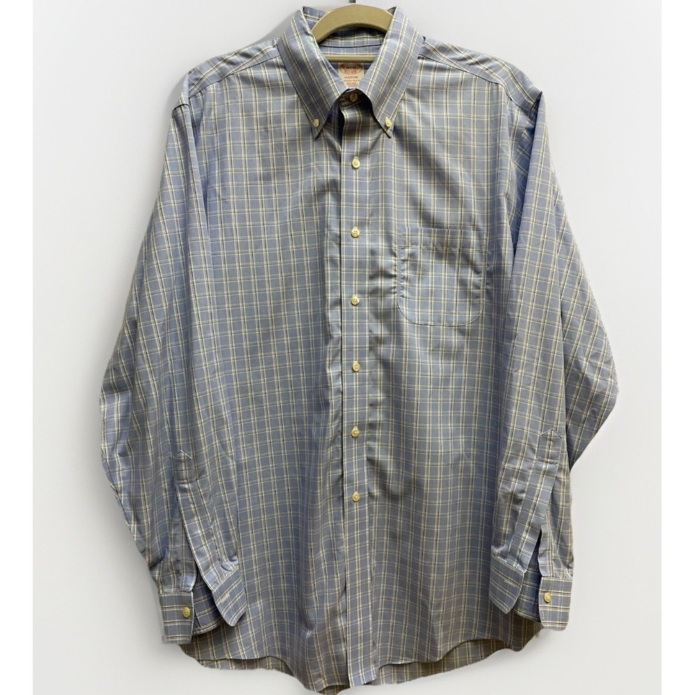 Brook's Brothers 16 1/2-35 Madison Dress Shirt Non Iron‎ 100% Supima Blue Plaid